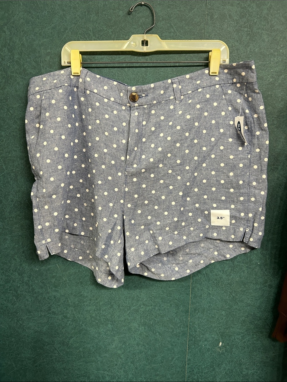 NWT 18 Old Navy Polka Dot Blue Women's Linen Shorts